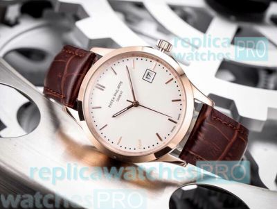 Copy Patek Philippe Calatrava Rose Gold Bezel Automatic Watches